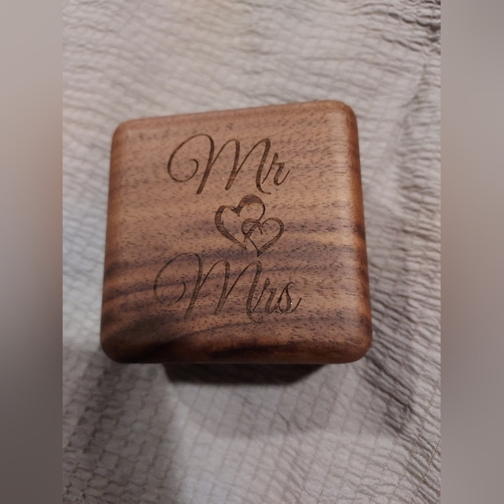 Engraved Wooden Mr & Mrs Box for rings